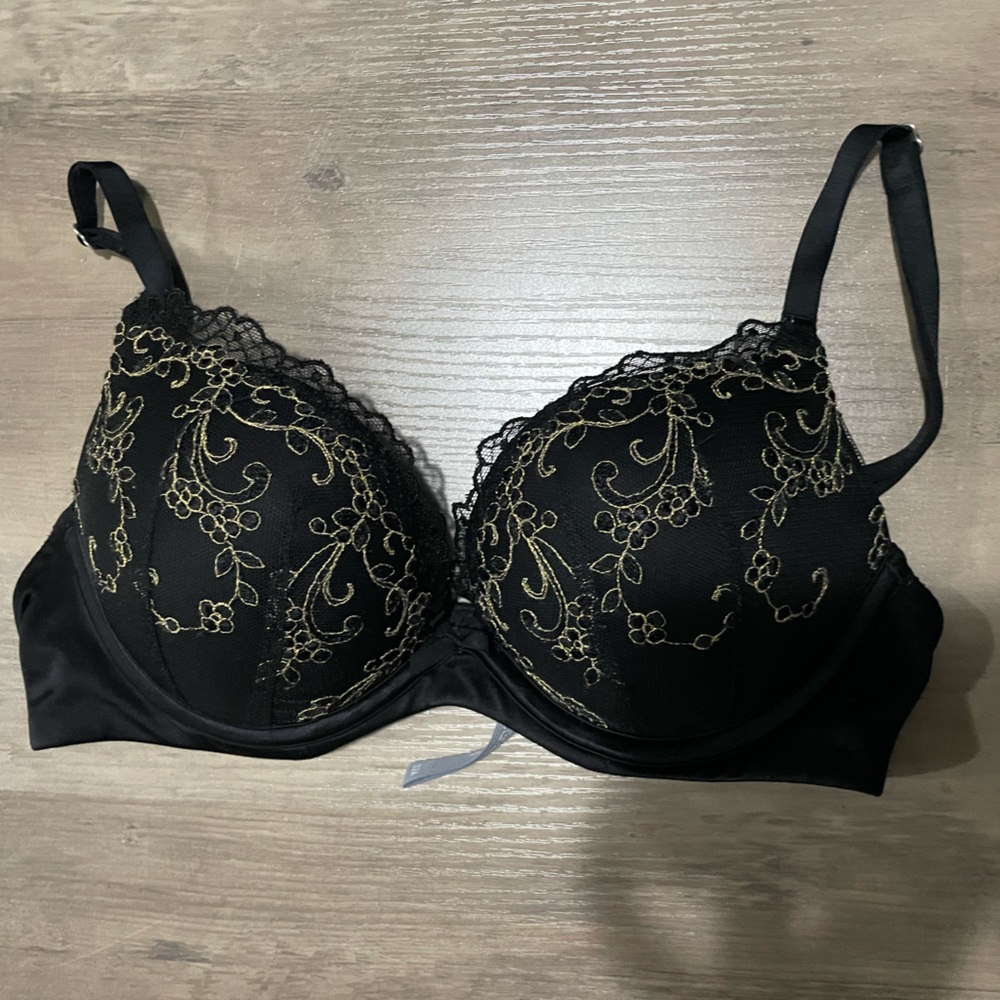 Aerie Black and Gold Elegant Padded Bra